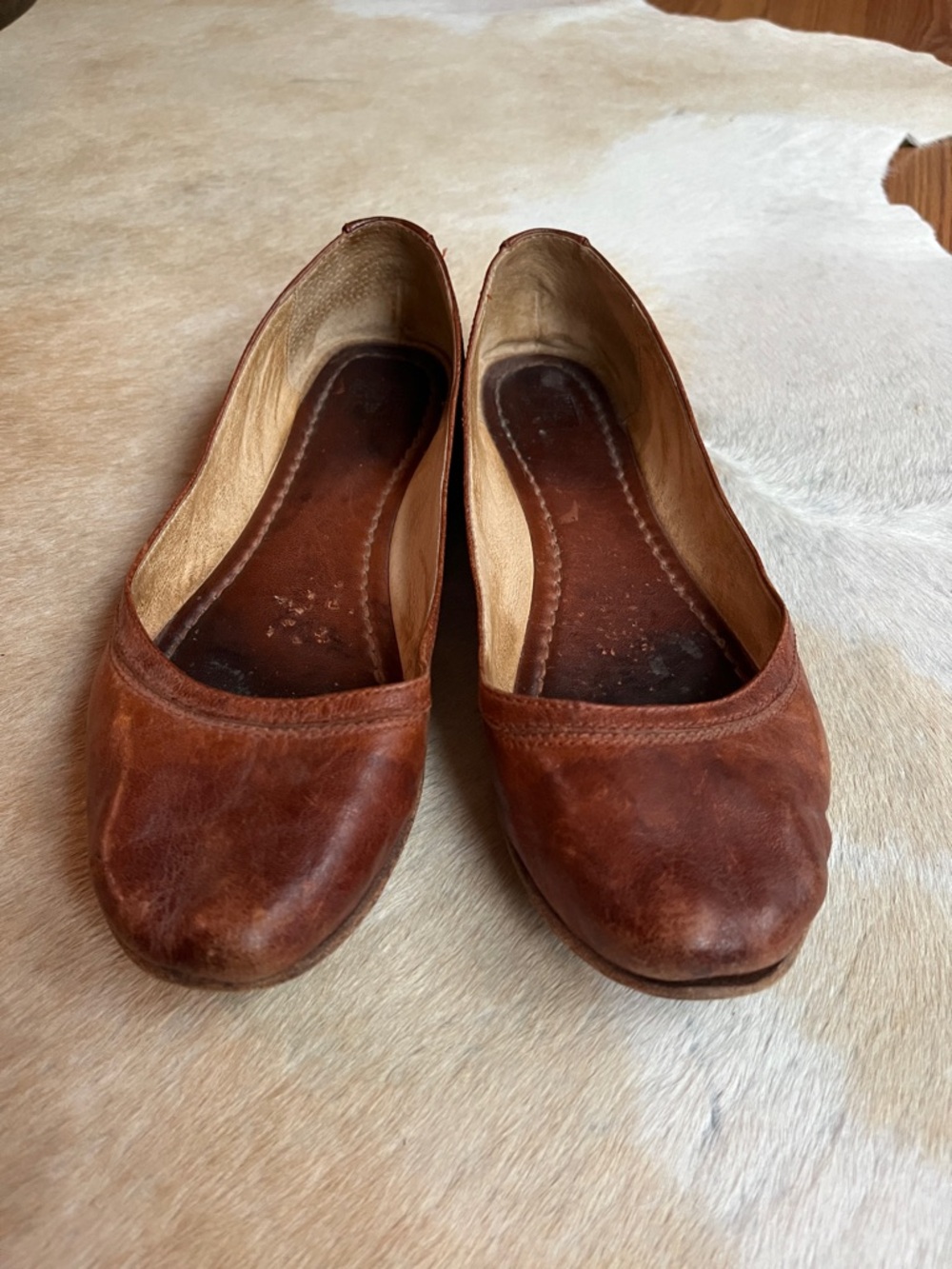 Frye Women's Cognac Leather Ballet Flats